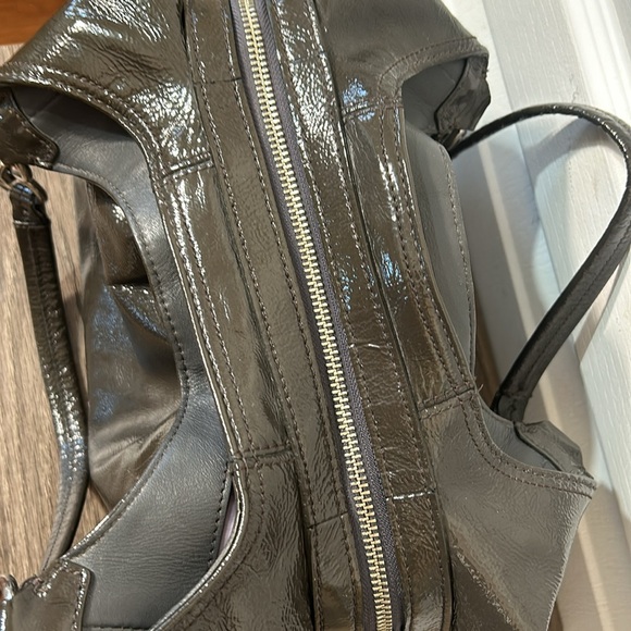 COACH MIA PATENT LEATHER SHINY HOBO SHOULDER BAG IN DARK GRAY - Picture 5 of 12